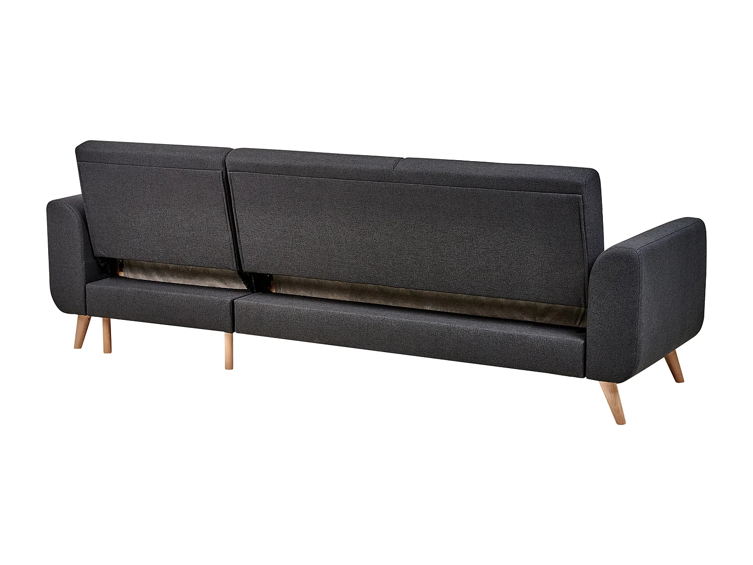 3-Sitzer Ecksofa mit Schlaffunktion Stoff schwarz linksseitig gepolstert Ollsta