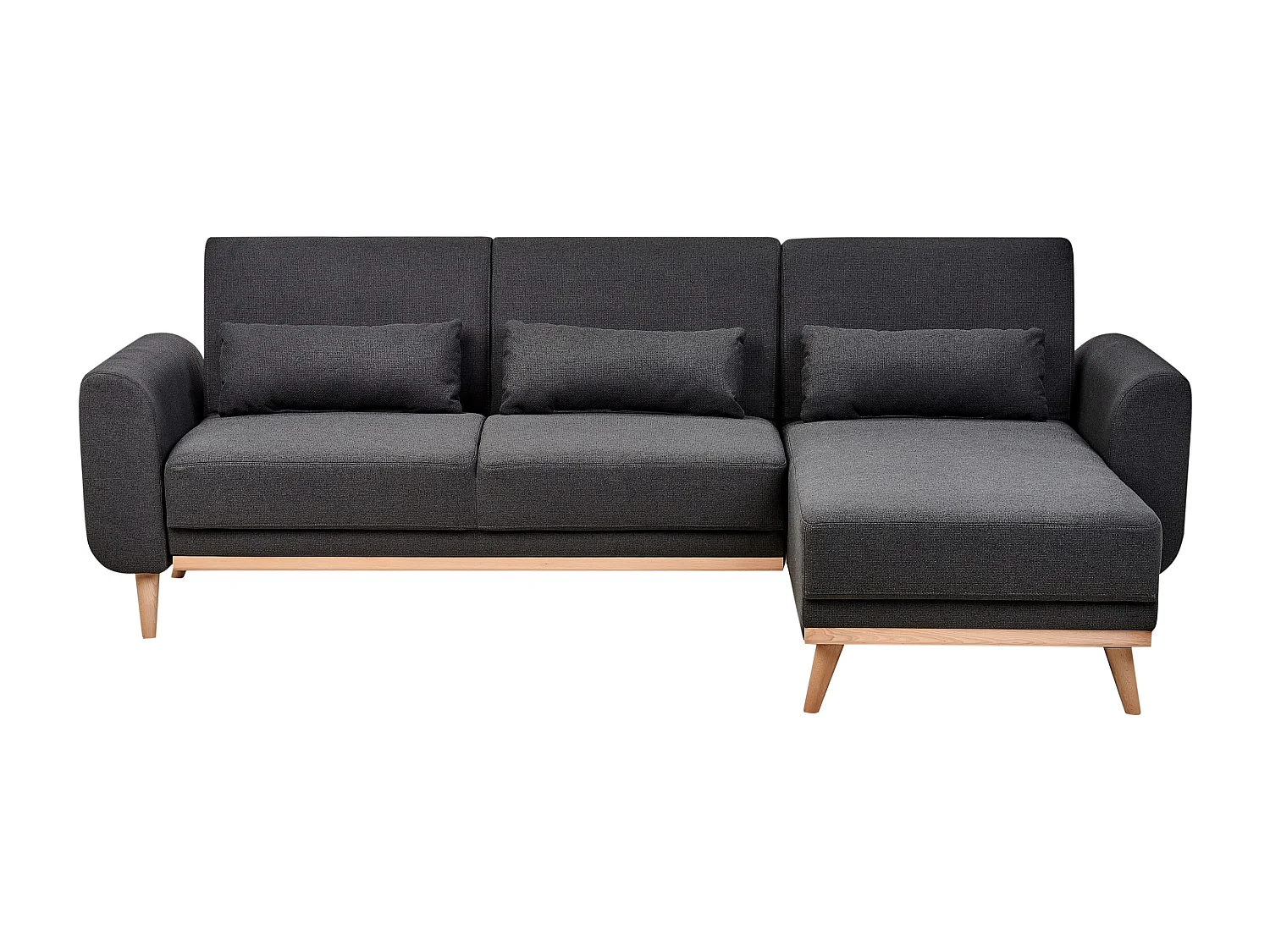 Canapé-Lit d'Angle à Gauche Moderne en Tissu Pieds en Bois Coussins Supplémentaires Noir Ollsta