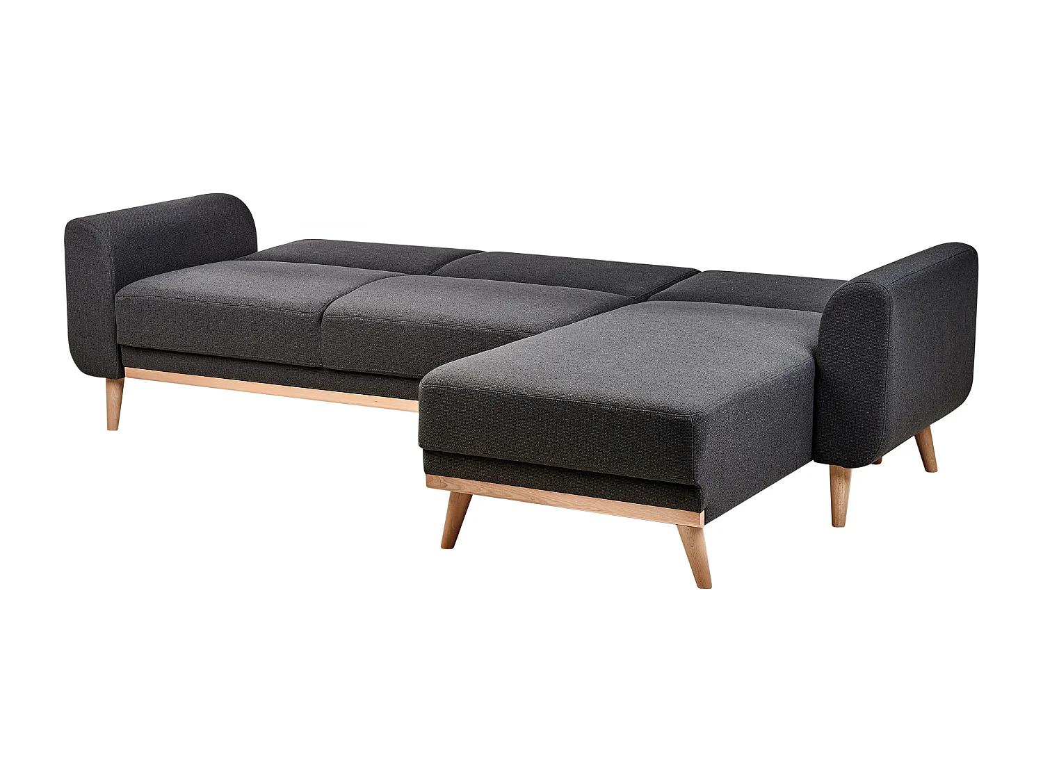 Canapé-Lit d'Angle à Gauche Moderne en Tissu Pieds en Bois Coussins Supplémentaires Noir Ollsta