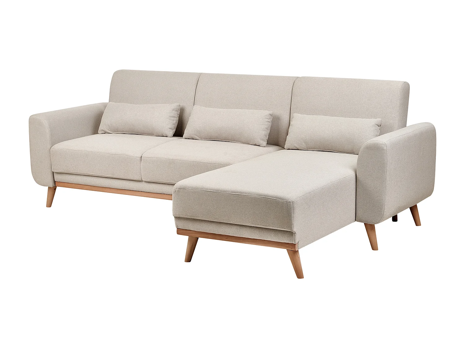 3-Sitzer Ecksofa mit Schlaffunktion Stoff beige linksseitig gepolstert Ollsta