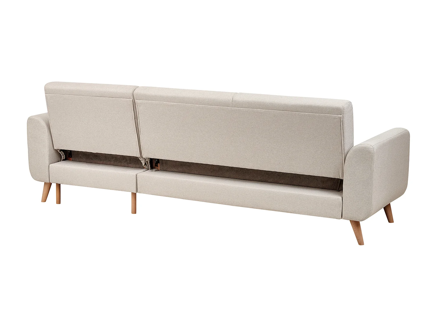 3-Sitzer Ecksofa mit Schlaffunktion Stoff beige linksseitig gepolstert Ollsta