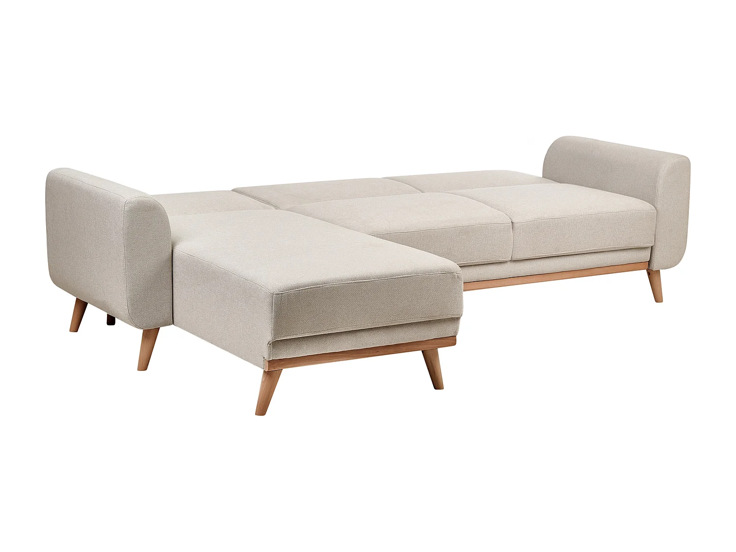 Hoekslaapbank OLLSTA Stof Lichtbeige 3-zitter Rechterzijde
