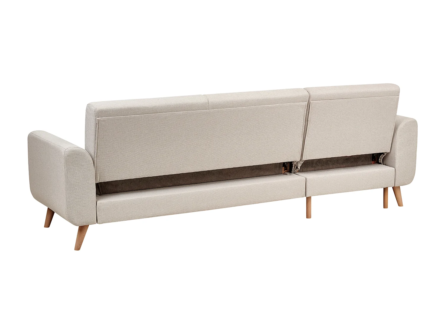 Hoekslaapbank OLLSTA Stof Lichtbeige 3-zitter Rechterzijde