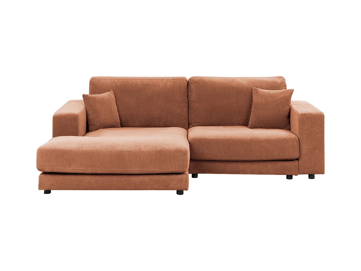 Canapé d'Angle à gauche Minimaliste en Tissu Rembourré 3 Places avec Coussins Supplémentaire Rouge Clair Lofoten