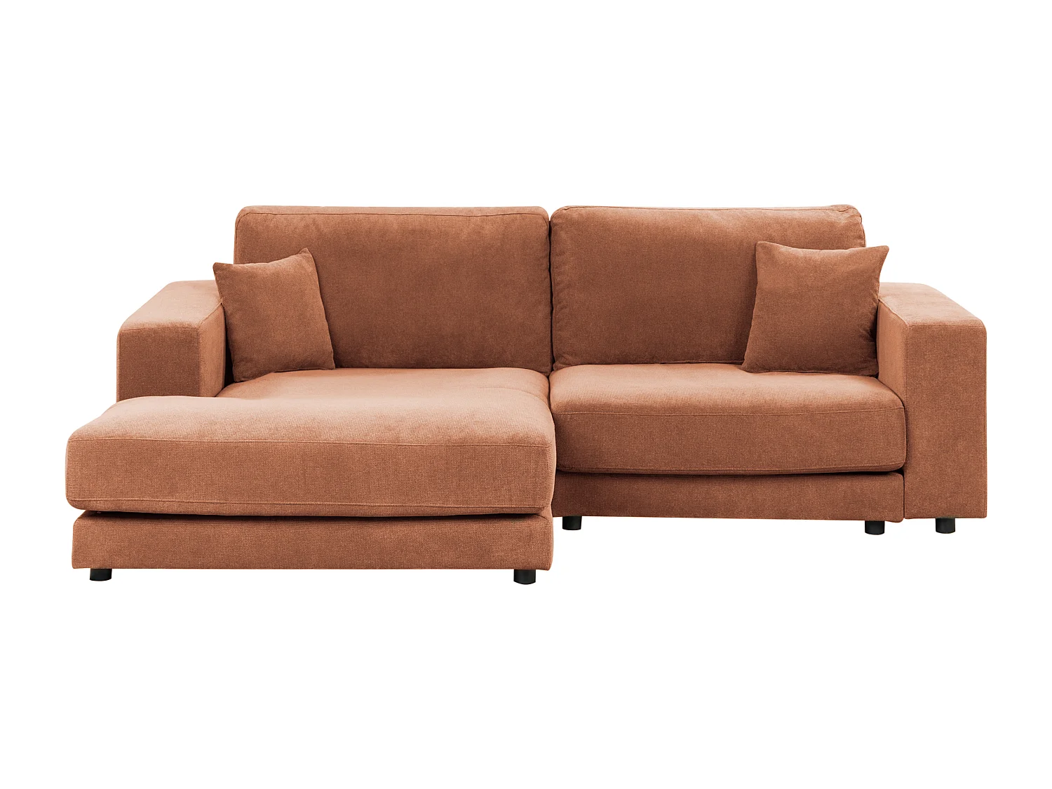 Canapé d'Angle à gauche Minimaliste en Tissu Rembourré 3 Places avec Coussins Supplémentaire Rouge Clair Lofoten