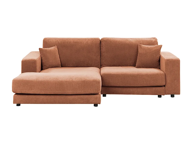 Canapé d'Angle à gauche Minimaliste en Tissu Rembourré 3 Places avec Coussins Supplémentaire Rouge Clair Lofoten