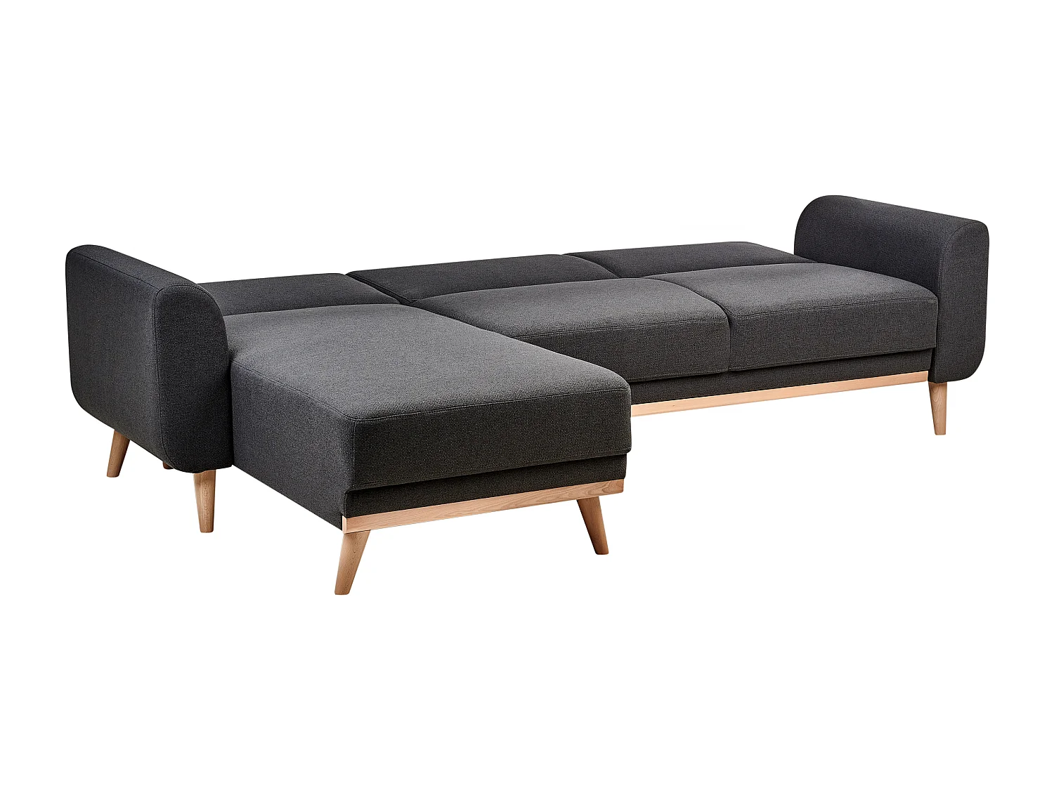 Canapé-Lit d'Angle à Droite Moderne en Tissu Pieds en Bois Coussins Supplémentaires Noir Ollsta