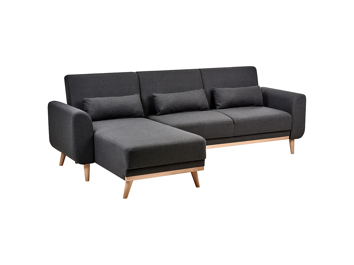 Eckschlafsofa OLLSTA Stoff Schwarz 3-Sitzer rechtsseitig
