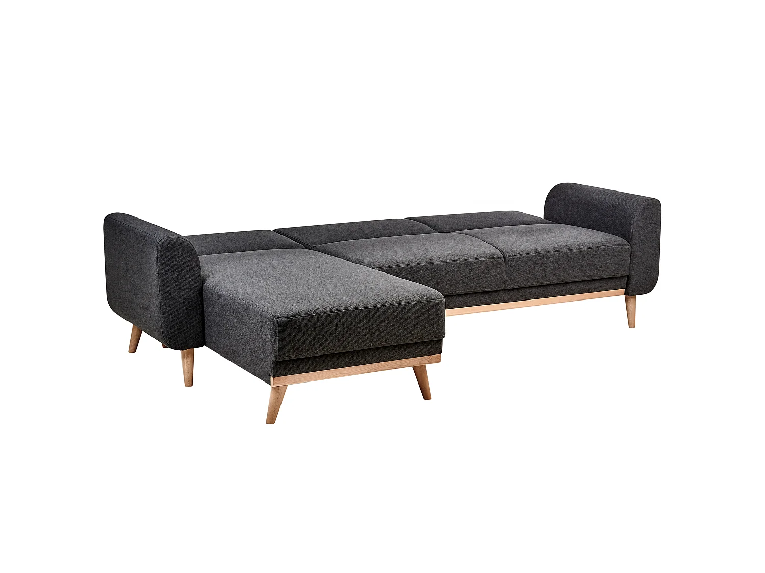Eckschlafsofa OLLSTA Stoff Schwarz 3-Sitzer rechtsseitig
