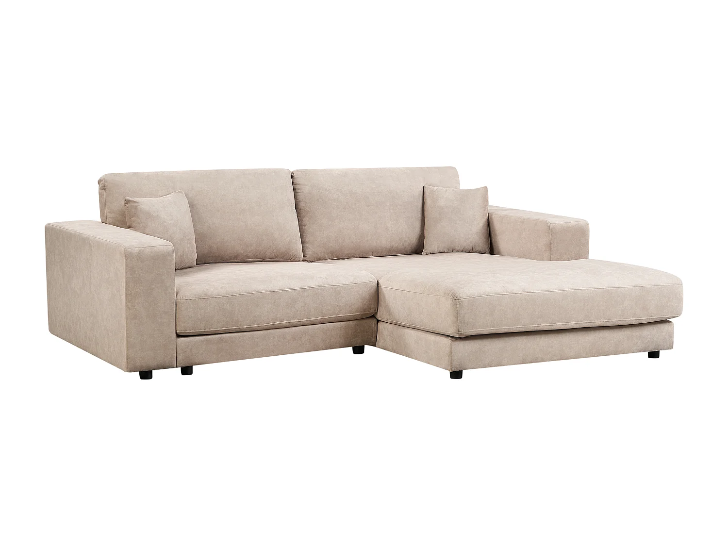 Sofá de canto LOFOTEN Veludo Creme 3 lugares à esquerda