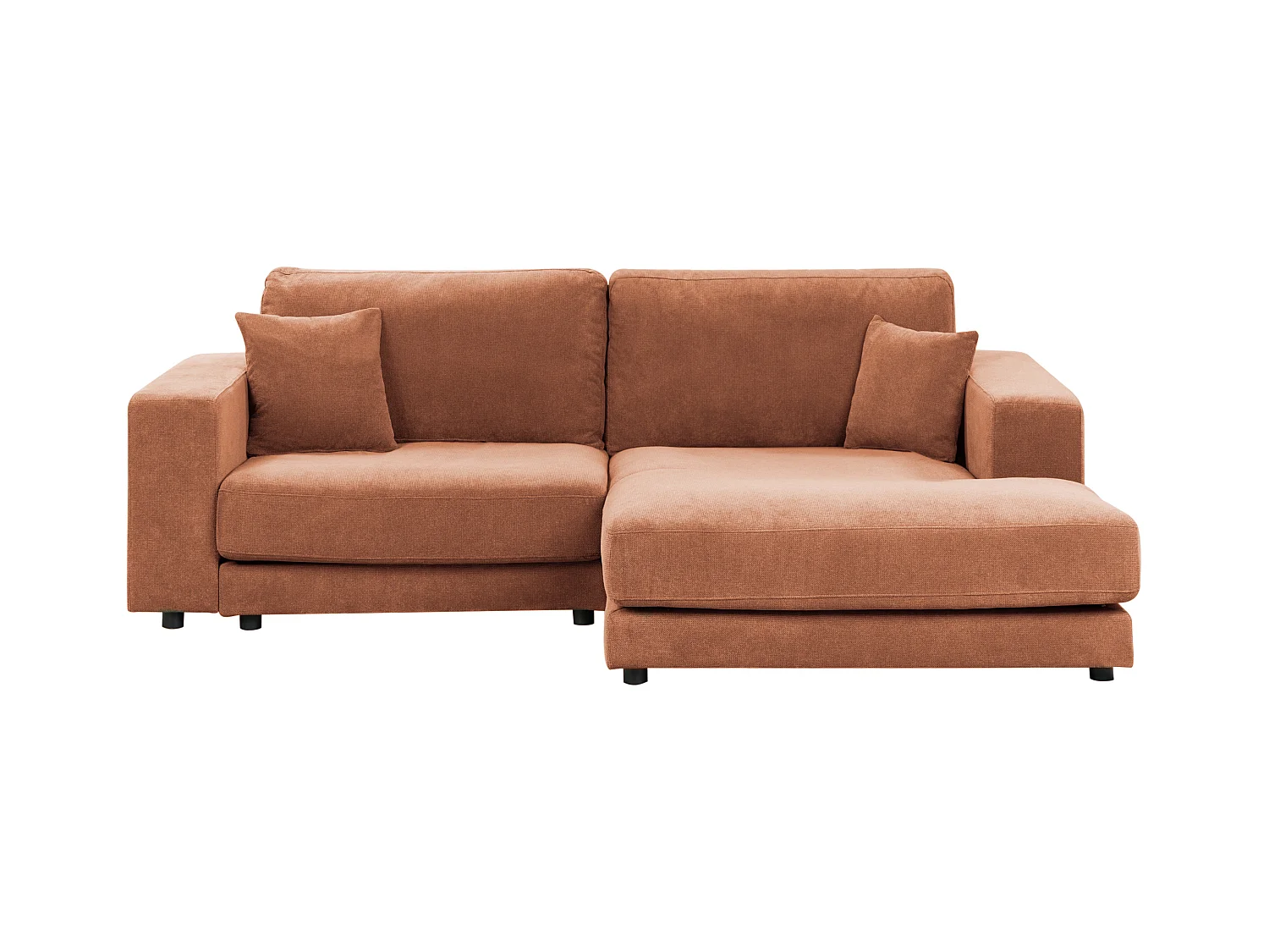 Canapé d'Angle à droite Minimaliste en Tissu Rembourré 3 Places avec Coussins Supplémentaire Rouge Clair Lofoten