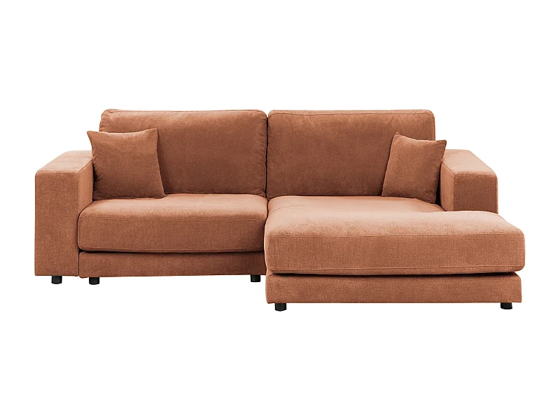 Canapé d\'Angle à droite Minimaliste en Tissu Rembourré 3 Places avec Coussins Supplémentaire Rouge Clair Lofoten