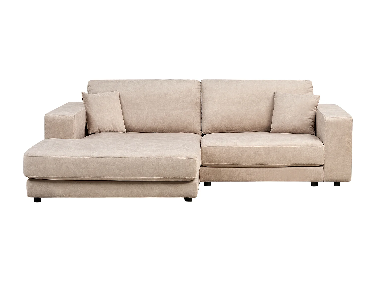 Canapé d'Angle à gauche Minimaliste en Velours avec Coussins Supplémentaires 3 Places Beige Lofoten