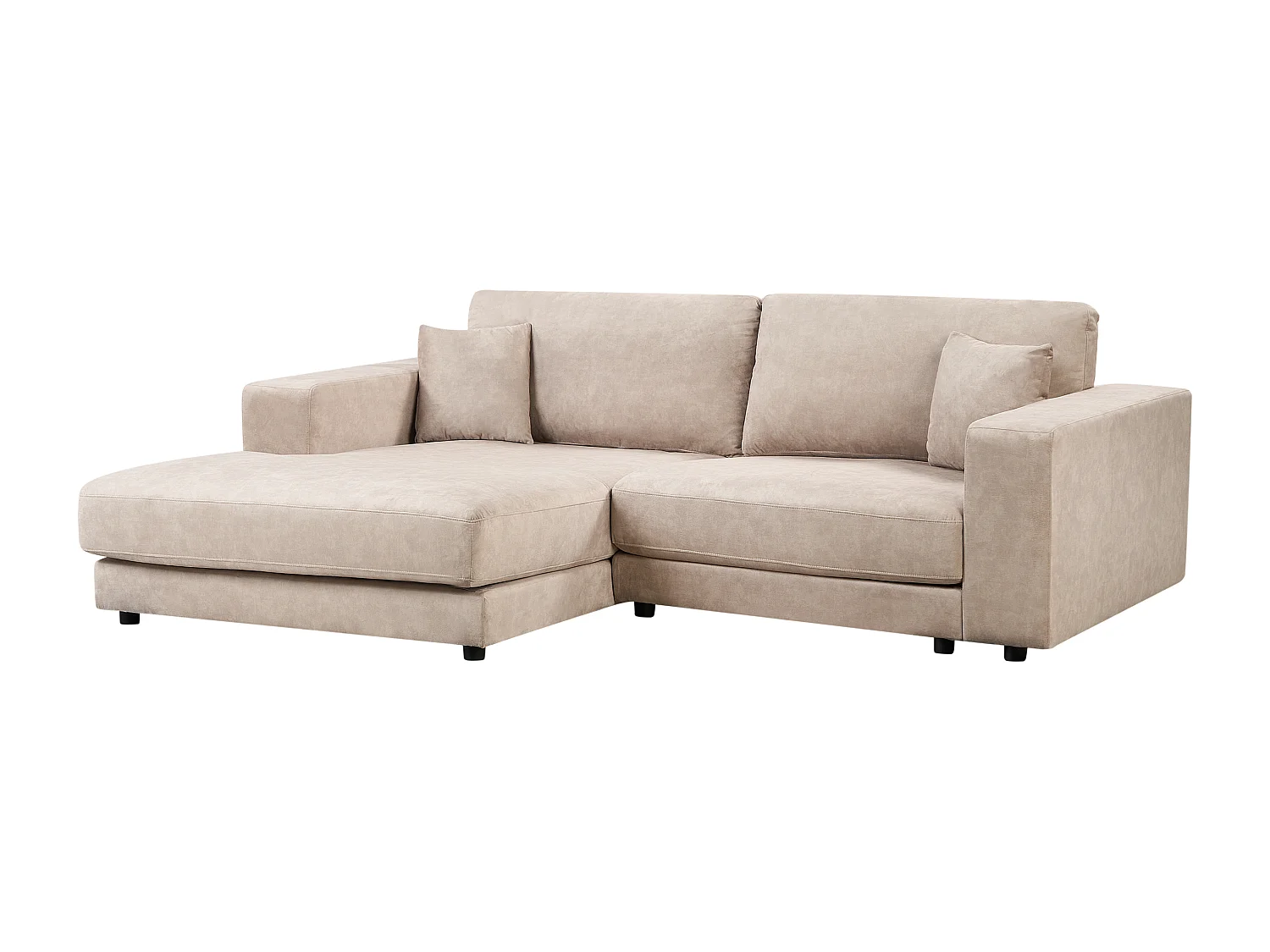 Canapé d'Angle à gauche Minimaliste en Velours avec Coussins Supplémentaires 3 Places Beige Lofoten