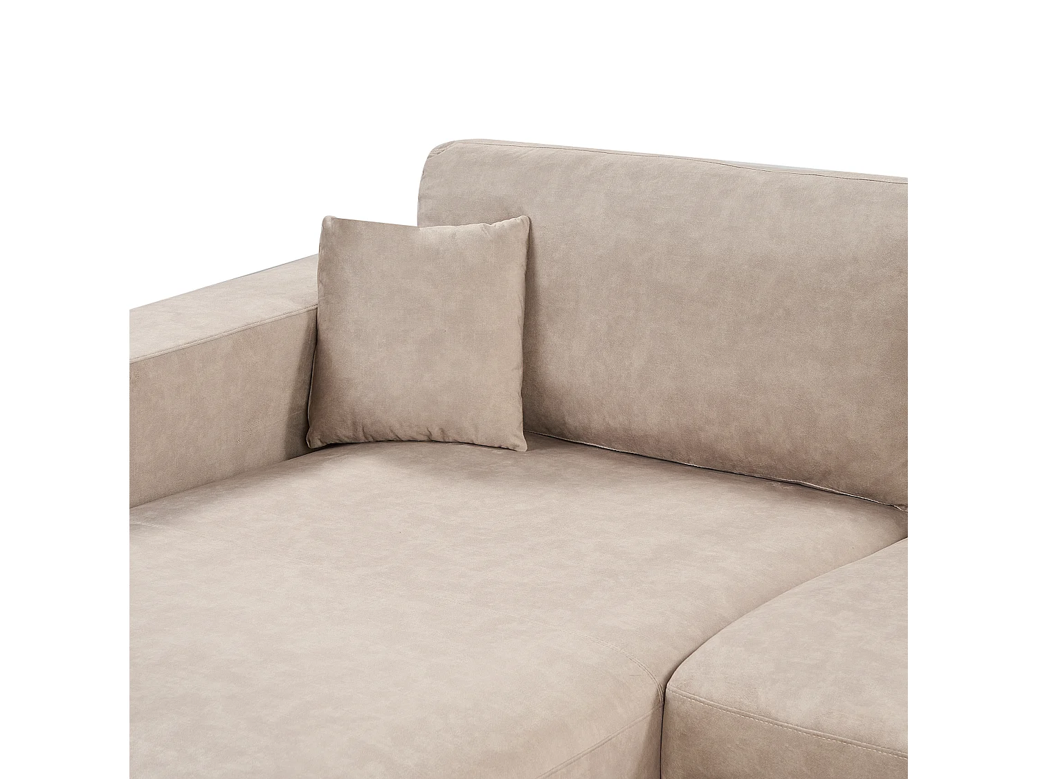 Canapé d'Angle à gauche Minimaliste en Velours avec Coussins Supplémentaires 3 Places Beige Lofoten