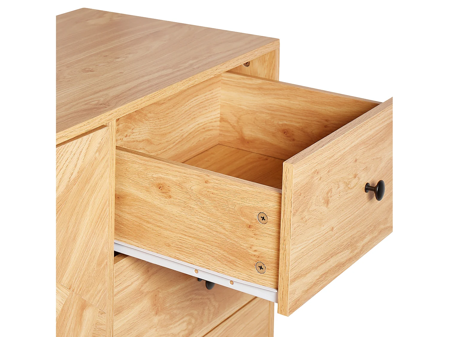 Sideboard mit 3 Schubladen heller Holzfarbton schwarze Beine modern Arizona