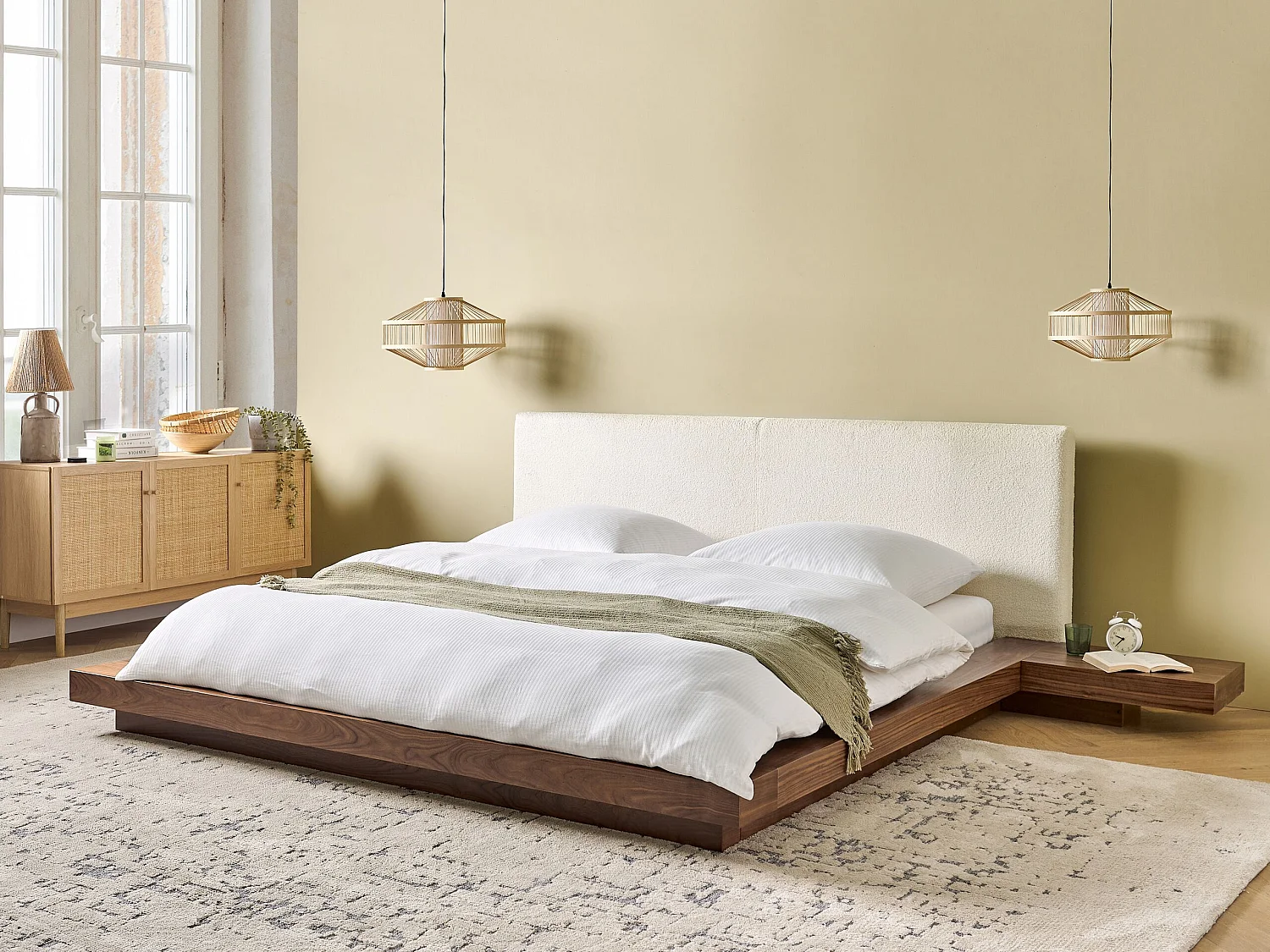 Cama Bouclé ZEN 180 x 200 cm Fresno marrón