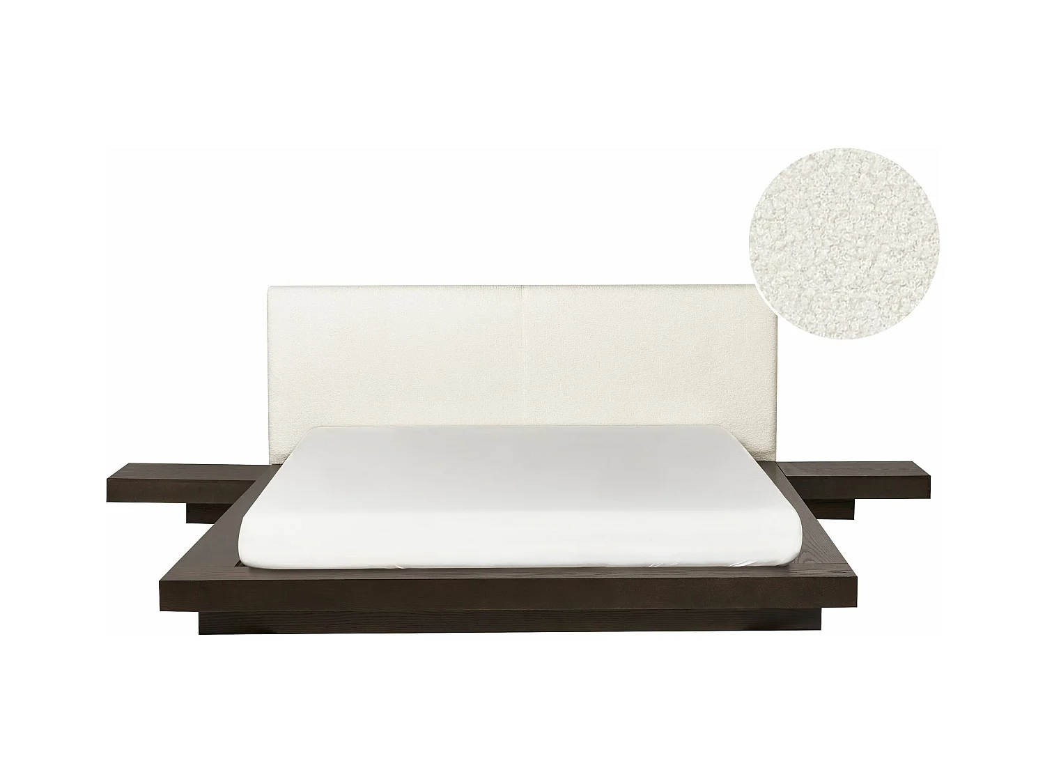 Bett mit Lattenrost Bouclé ZEN 160 x 200 cm Dunkle Esche