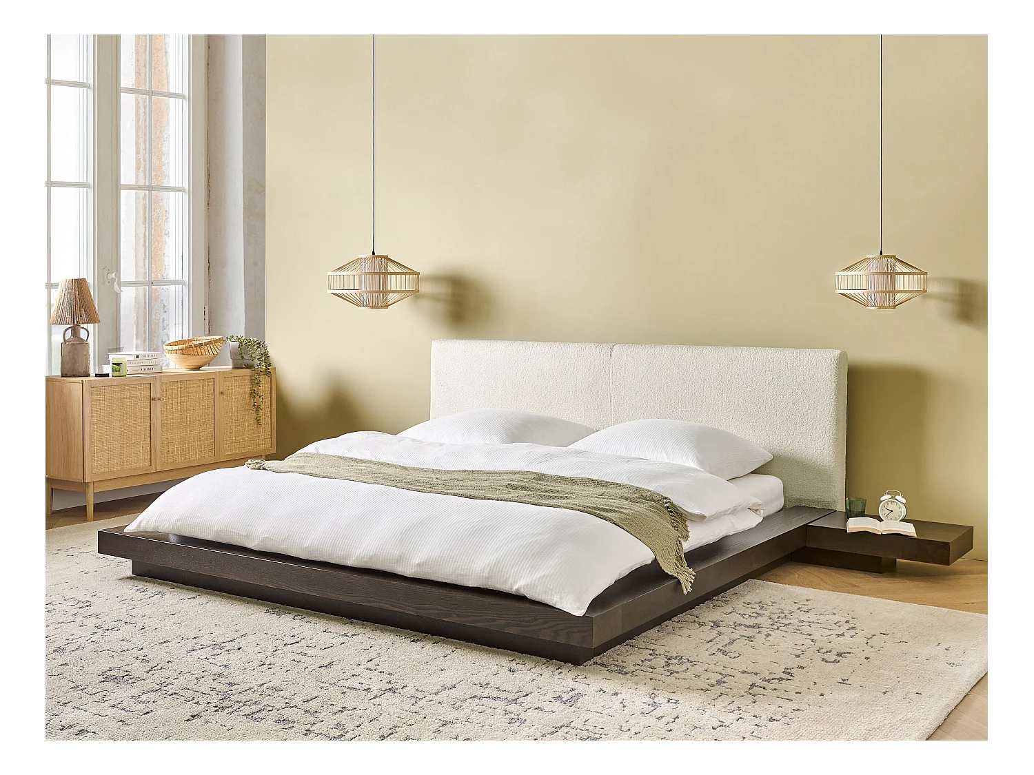 Lit avec sommier Bouclé ZEN 180 x 200 cm Frêne foncé