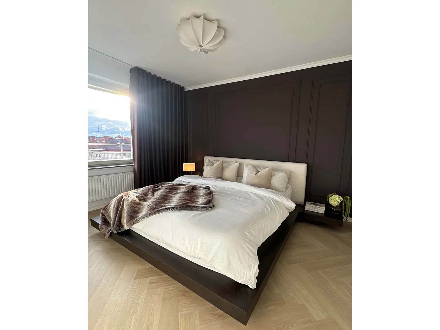 Letto Bouclé ZEN 180 x 200 cm Frasino scuro