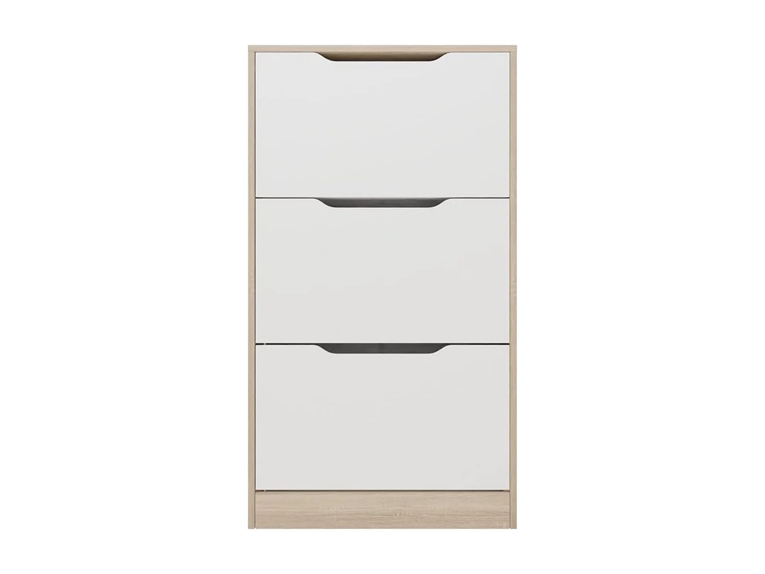 Meyvaser - Mueble Zapatero con 3 Puertas, Estrecho, Color Cambria y Blanco, Medidas: 107 cm (Alto) x 60 cm (Ancho) x 17,3 cm (Fondo)