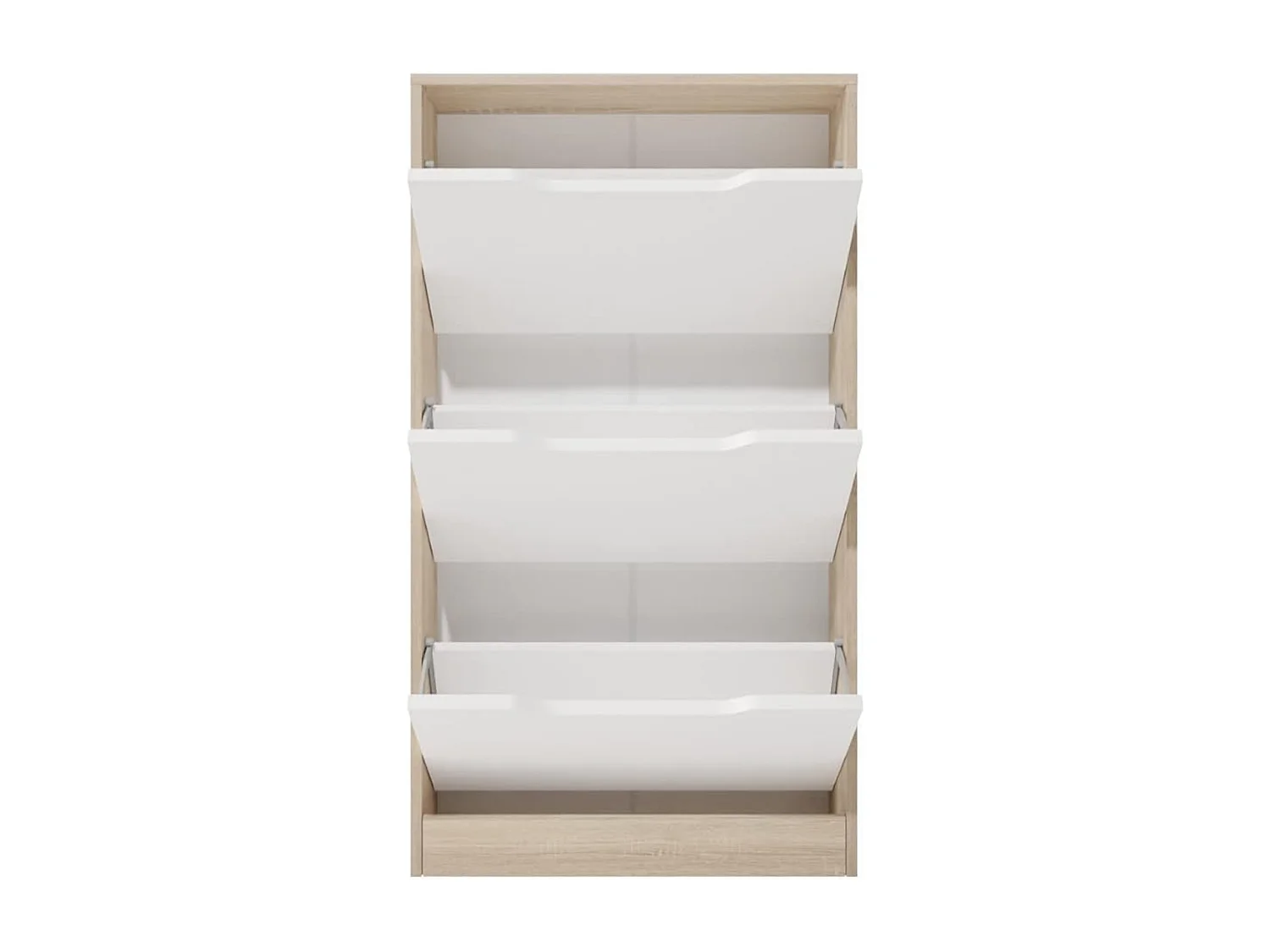 Meyvaser - Mueble Zapatero con 3 Puertas, Estrecho, Color Cambria y Blanco, Medidas: 107 cm (Alto) x 60 cm (Ancho) x 17,3 cm (Fondo)