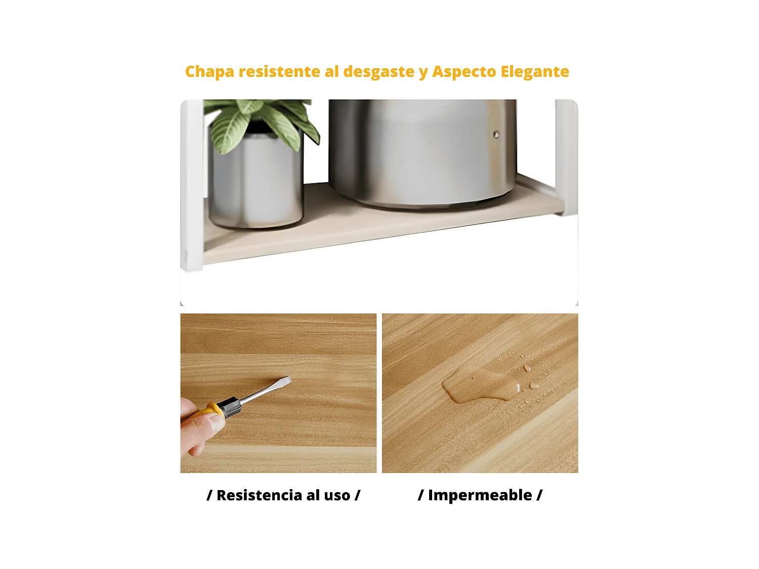 Estantería de Cocina, Estantería para Microondas, Estante Abierto de Pie 2 Mallas metálicas y múltiples Estantes 80x30x142cm, Color Blanco y Madera