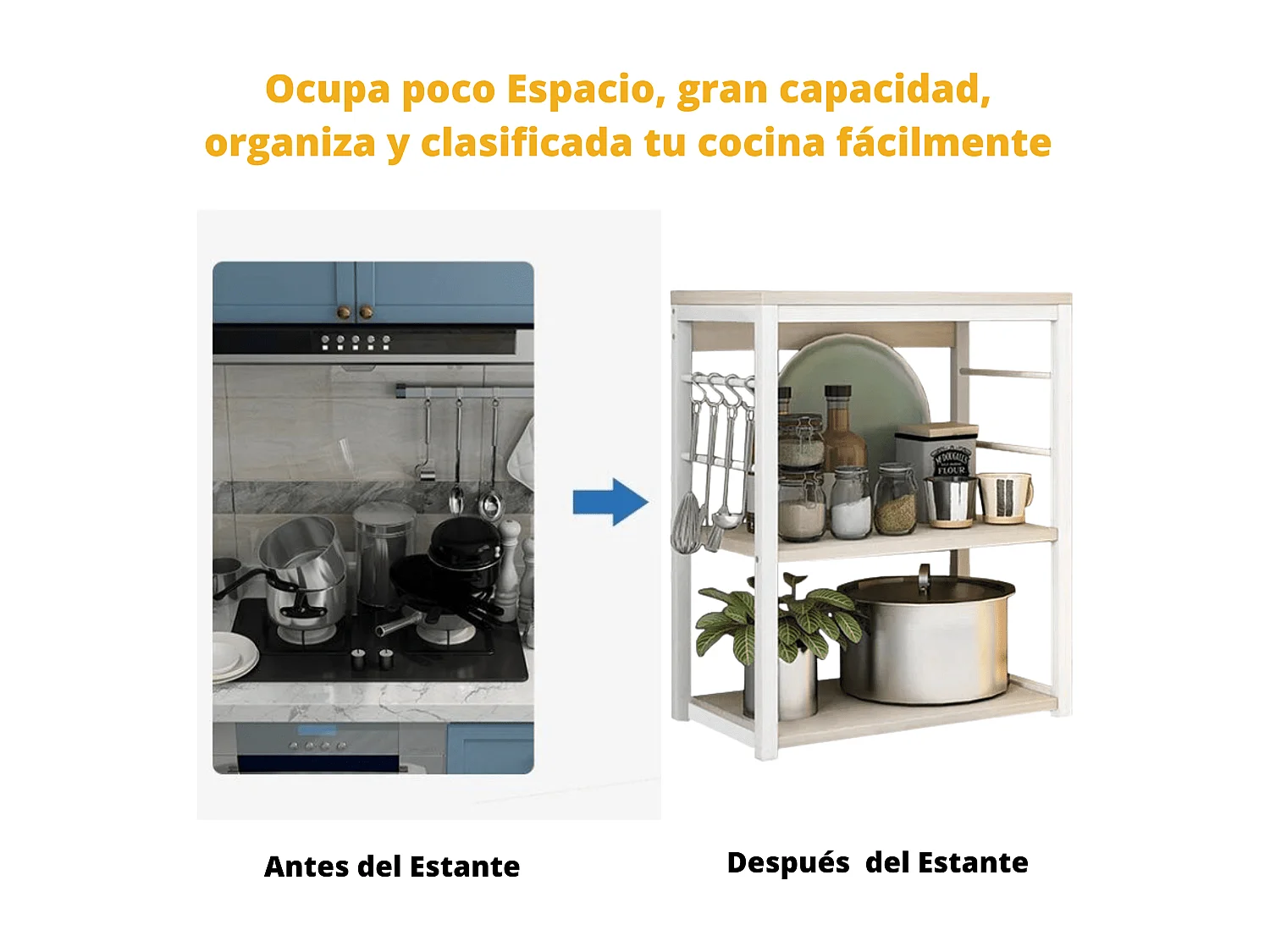 Meyvaser Estantería de Cocina, Unidad de Cocina con estantes, Marco de Metal Blanco, Estante Industrial para microondas 50x30x71,5 Cm