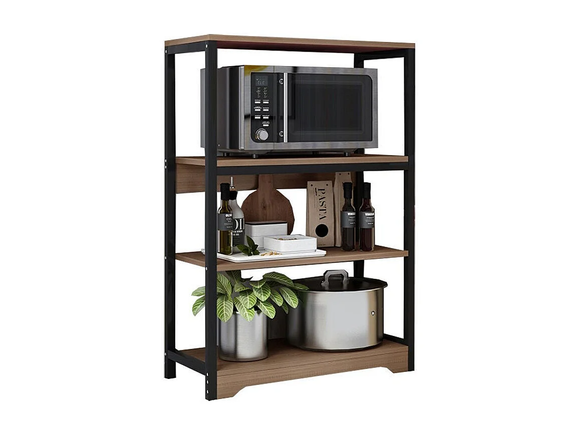 Meyvaser Estantería de Cocina con Marco de Metal Negro, Estante Industrial para microondas 60x30x100 Cm