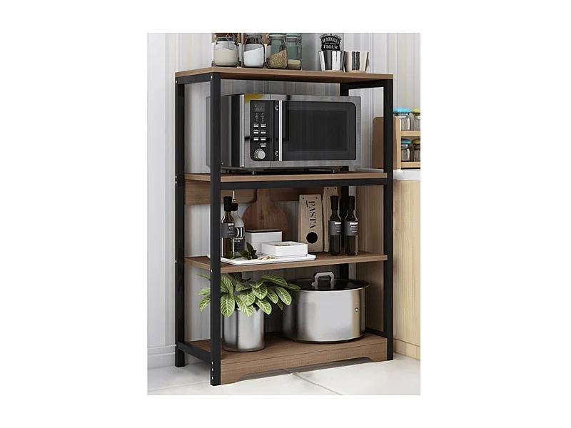 Meyvaser Estantería de Cocina con Marco de Metal Negro, Estante Industrial para microondas 60x30x100 Cm