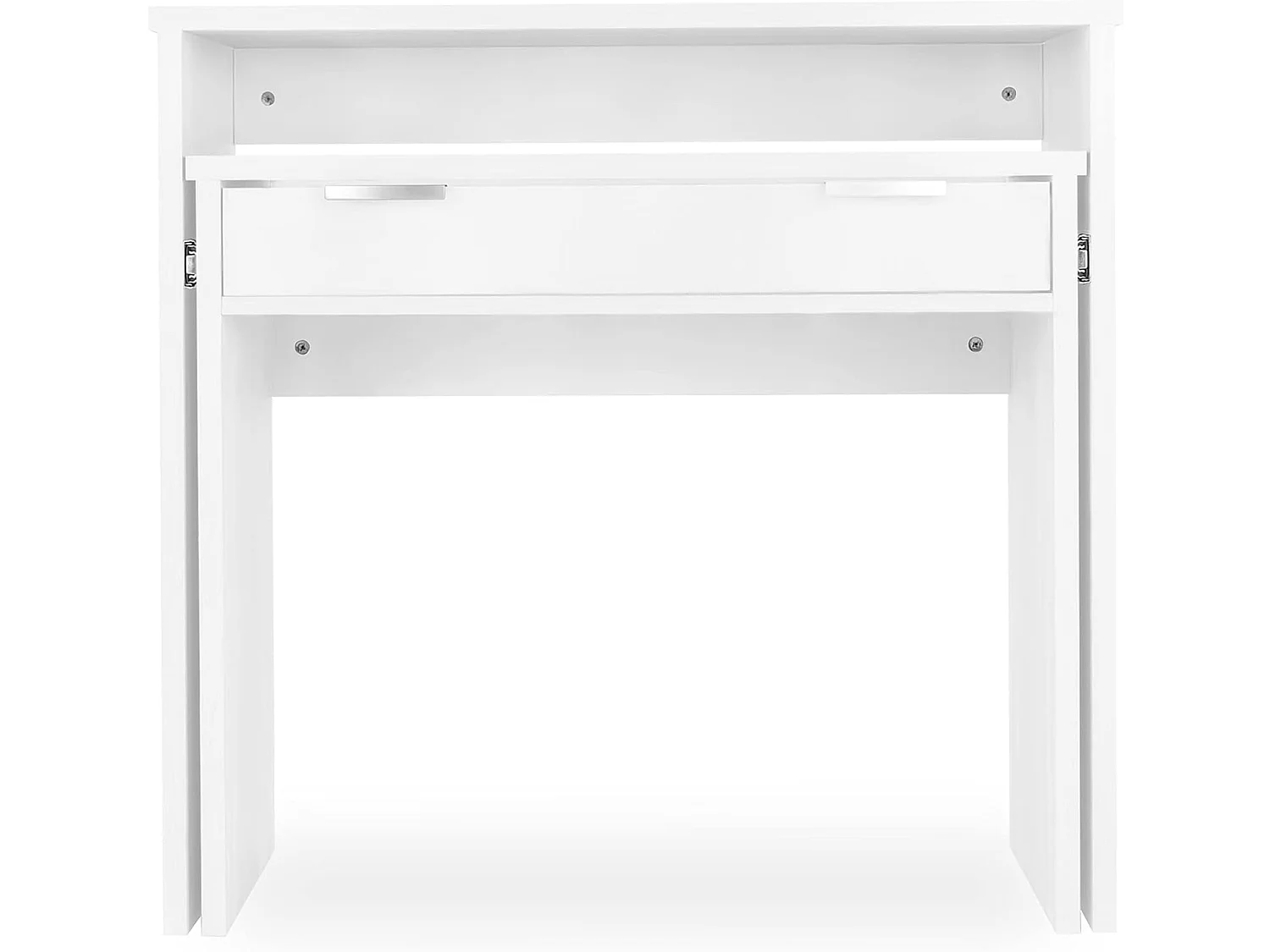 Mesa Escritorio Extensible, Consola Extensible, Mesa Estudio, Color Blanco, Medidas: 90 cm (Largo) x 33-63,4 cm (Ancho) x 87,5 cm (Alto) - Meyvaser