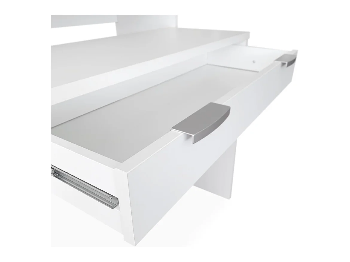 Mesa Escritorio Extensible, Consola Extensible, Mesa Estudio, Color Blanco, Medidas: 90 cm (Largo) x 33-63,4 cm (Ancho) x 87,5 cm (Alto) - Meyvaser
