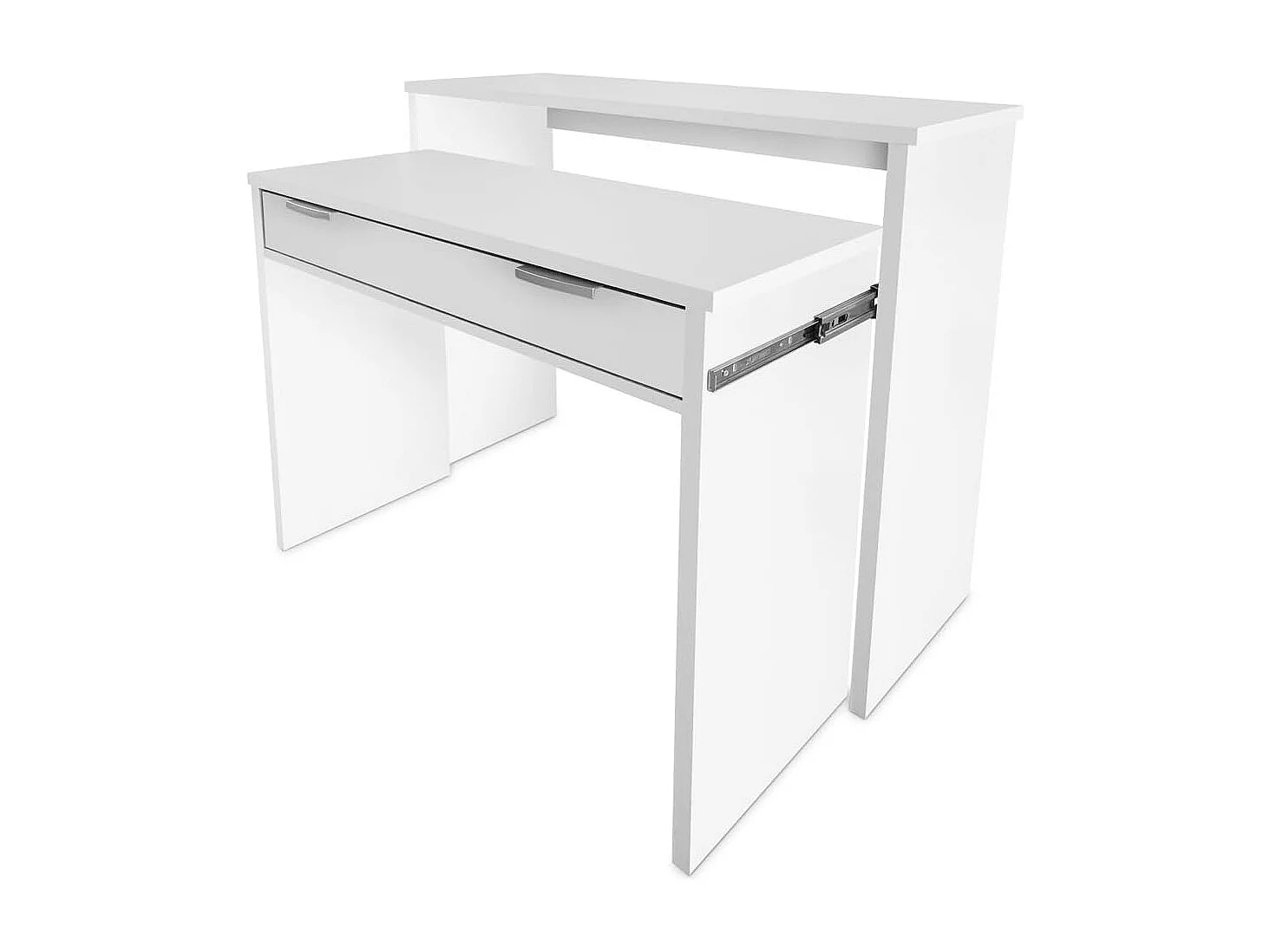 Mesa Escritorio Extensible, Consola Extensible, Mesa Estudio, Color Blanco, Medidas: 90 cm (Largo) x 33-63,4 cm (Ancho) x 87,5 cm (Alto) - Meyvaser