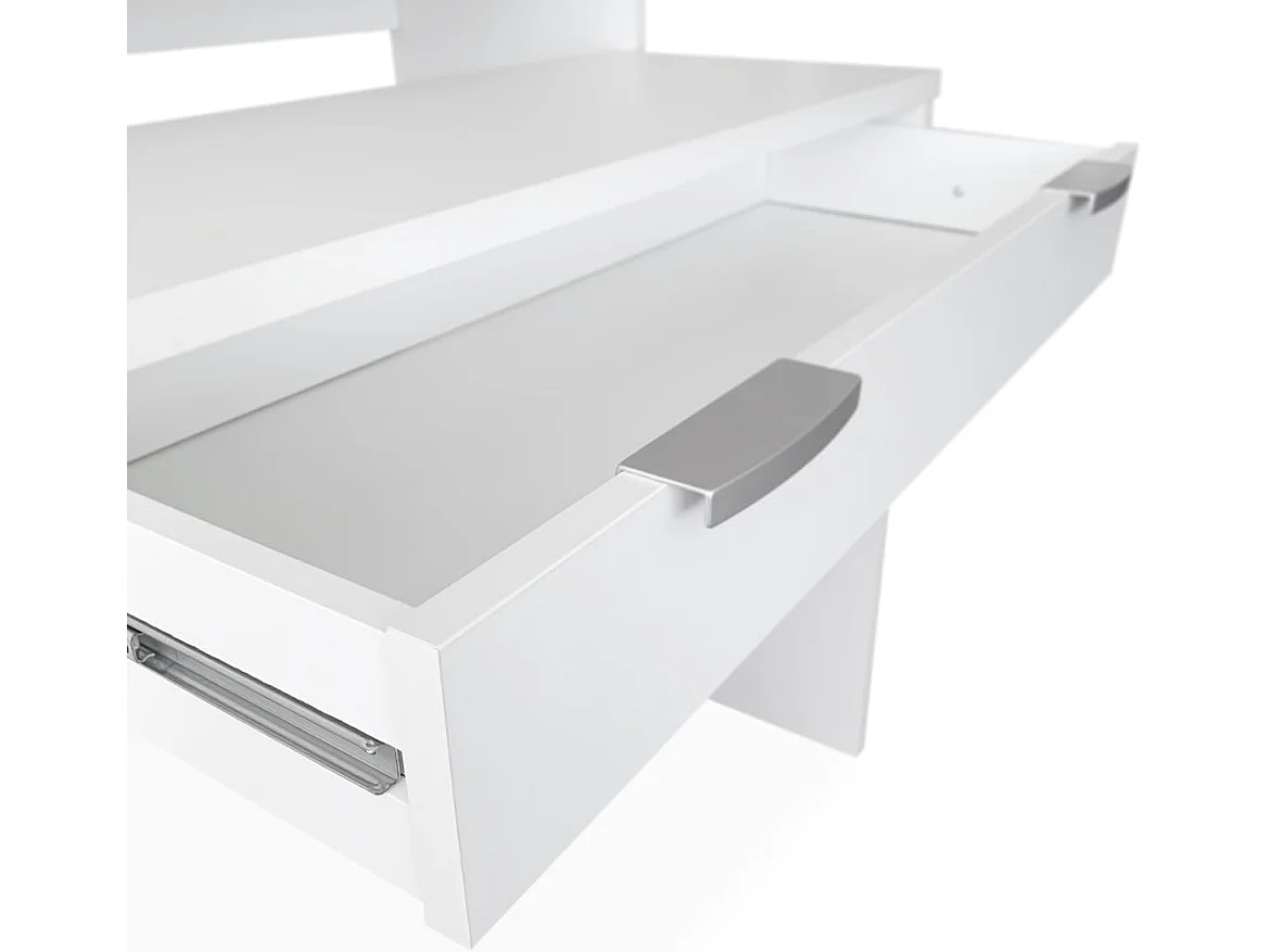 Mesa Escritorio Extensible, Consola Extensible, Mesa Estudio, Color Blanco, Medidas: 90 cm (Largo) x 33-63,4 cm (Ancho) x 87,5 cm (Alto) - Meyvaser