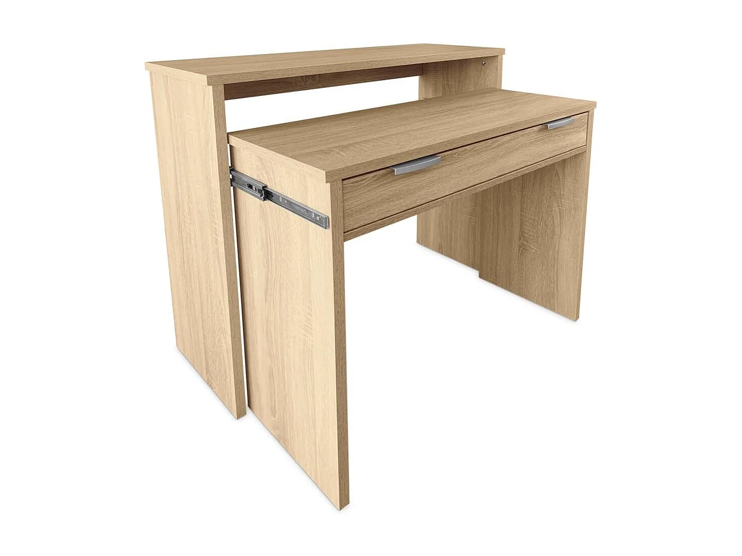 Mesa Escritorio Extensible, Consola Extensible, Mesa Estudio, Color Cambria, Medidas: 90 cm (Largo) x 33-63,4 cm (Ancho) x 87,5 cm (Alto) - Meyvaser