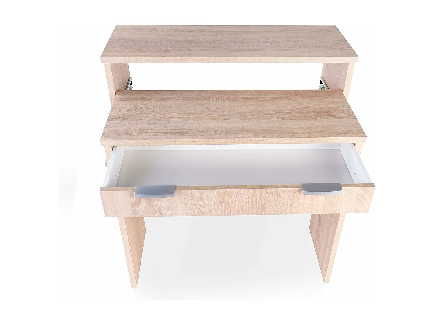 Mesa Escritorio Extensible, Consola Extensible, Mesa Estudio, Color Cambria, Medidas: 90 cm (Largo) x 33-63,4 cm (Ancho) x 87,5 cm (Alto) - Meyvaser