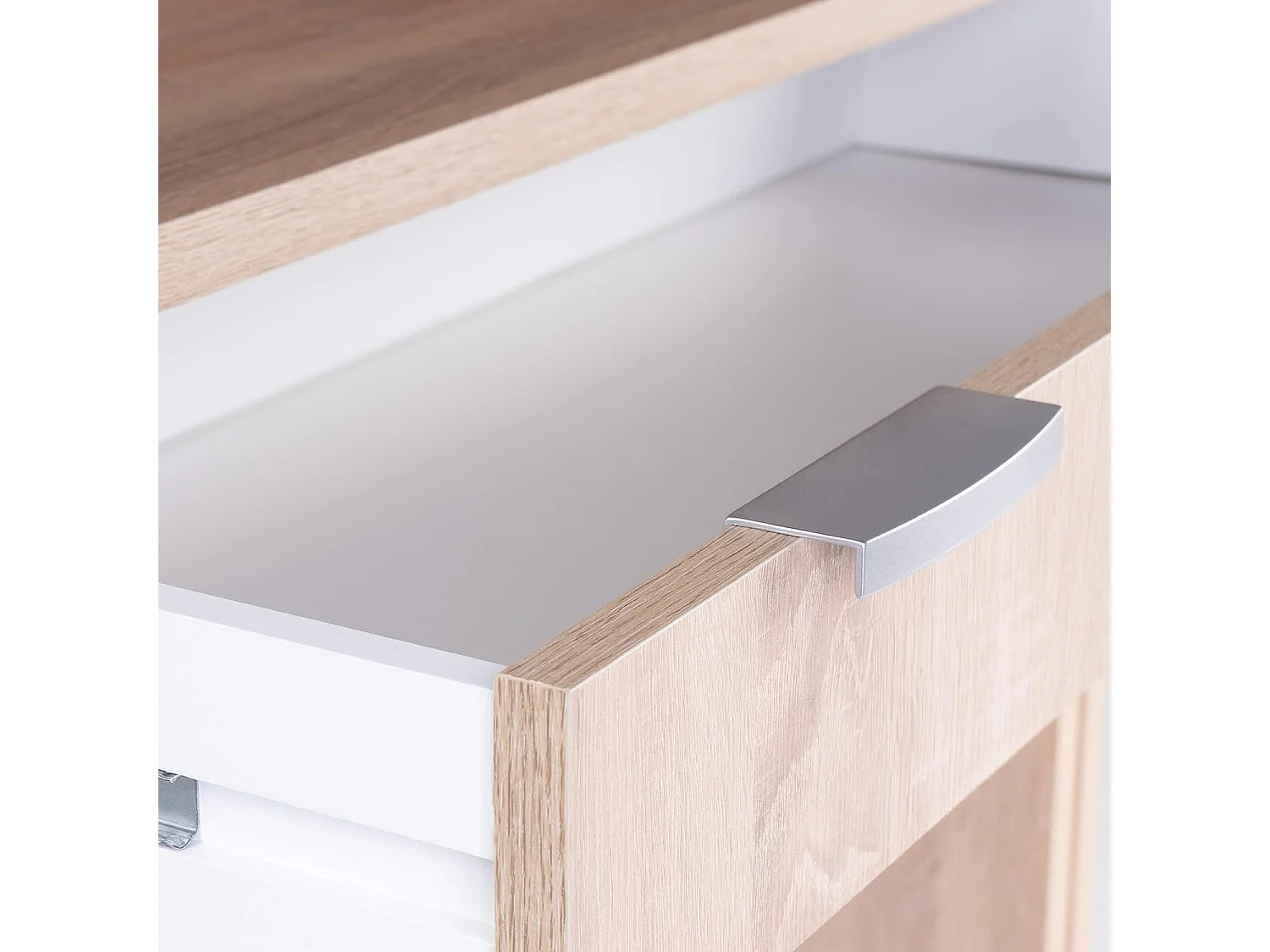 Mesa Escritorio Extensible, Consola Extensible, Mesa Estudio, Color Cambria, Medidas: 90 cm (Largo) x 33-63,4 cm (Ancho) x 87,5 cm (Alto) - Meyvaser