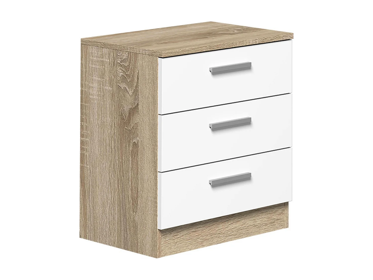 BRICOEXPO - Mesita de Noche, Mesilla de Dormitorio, Acabado en Color Cambrian y blanco, Medidas: 50 cm (La) x 34,6 cm (Fo) x 55 cm (Al)