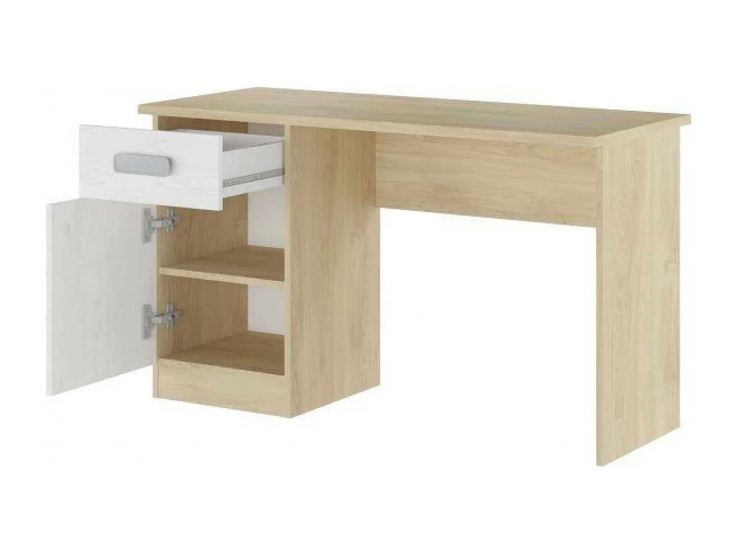 Mesa de Estudio, Escritorio con 2 Cajones, Mesa de Ordenador, Acabado en Color Blanco y Cambrian 70.8 x 120 x 49.8 cm