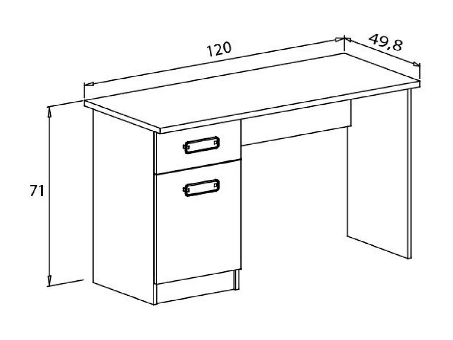 Mesa de Estudio, Escritorio con 2 Cajones, Mesa de Ordenador, Acabado en Color Blanco y Cambrian 70.8 x 120 x 49.8 cm