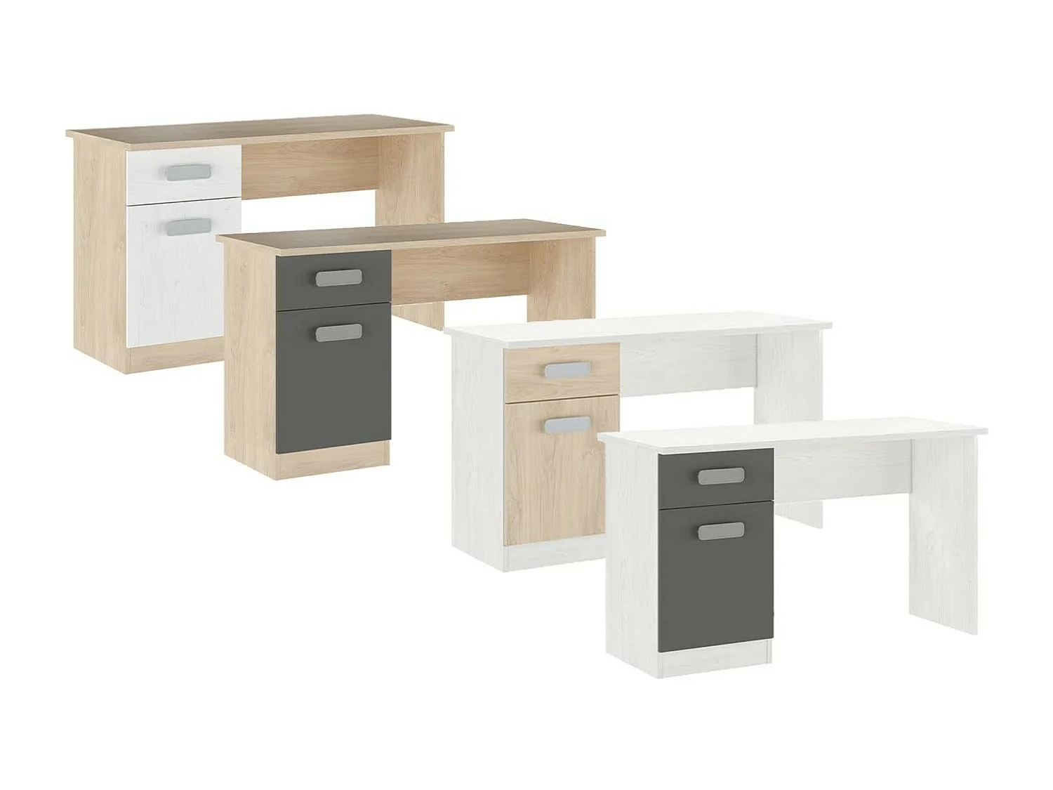 Mesa de Estudio, Escritorio con 2 Cajones, Mesa de Ordenador, Acabado en Color Blanco y Cambrian 70.8 x 120 x 49.8 cm