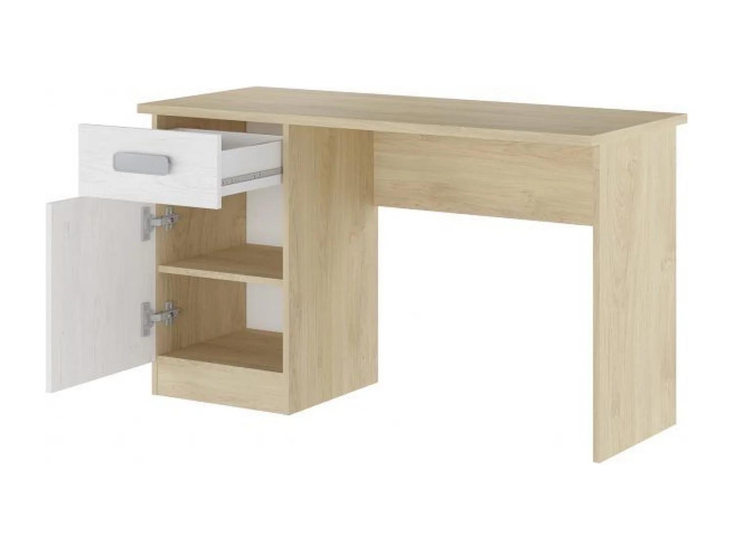 Mesa de Estudio, Escritorio con 2 Cajones, Mesa de Ordenador, Acabado en Color Blanco y Cambrian 70.8 x 120 x 49.8 cm
