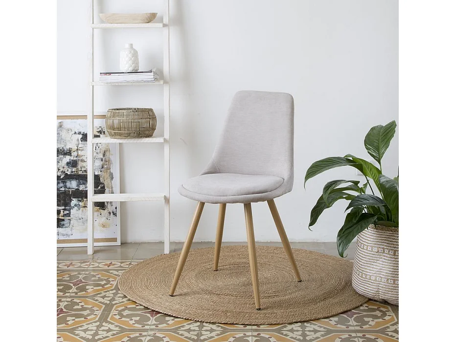 Chaise rembourrée en tissu et bois Beige (610) 47x87