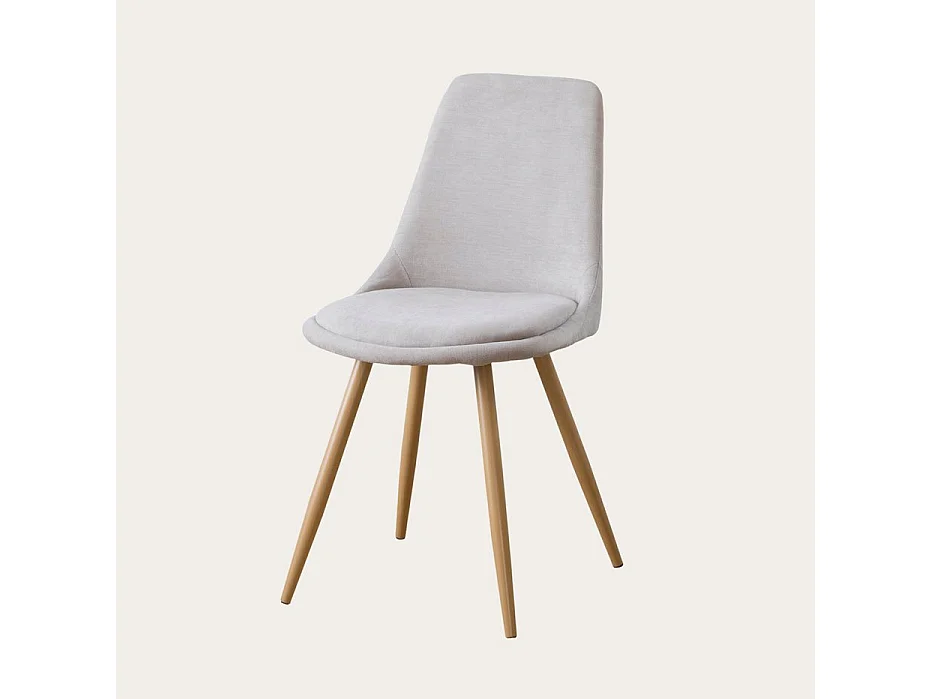 Chaise rembourrée en tissu et bois Beige 47x87