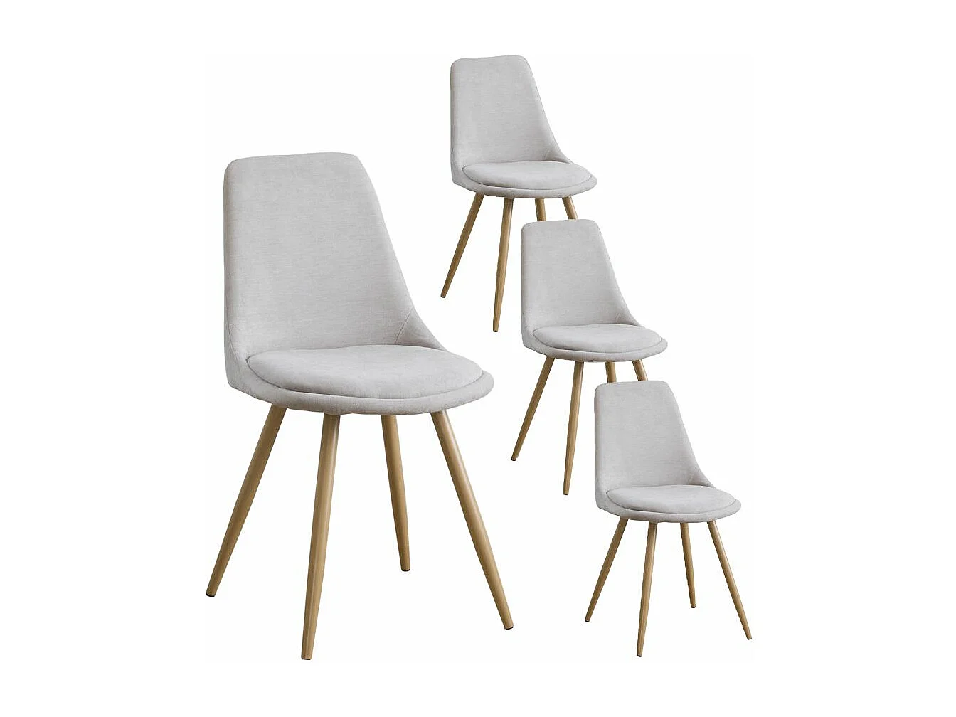 Pack Set di 4 sedie stoffa e legno. gambe metalliche Beige 47x87