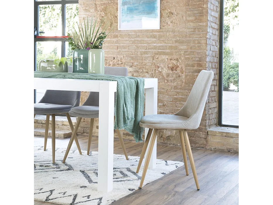 Pack Set di 4 sedie stoffa e legno. gambe metalliche Beige 47x87