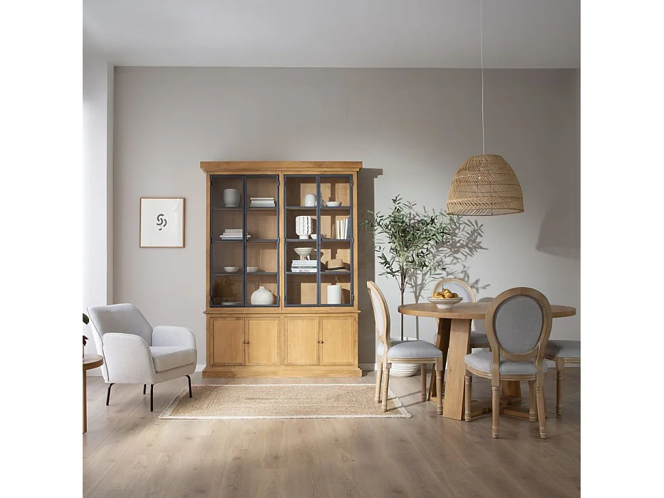 Vetrina legno massiccio di mango e metallo naturale 40x210