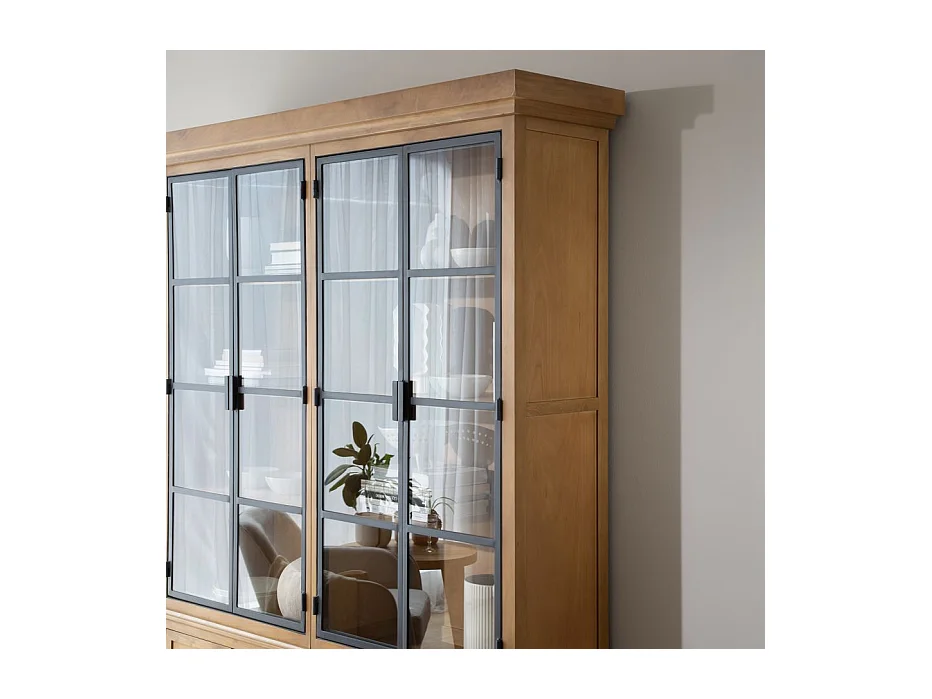 Vetrina legno massiccio di mango e metallo naturale 40x210