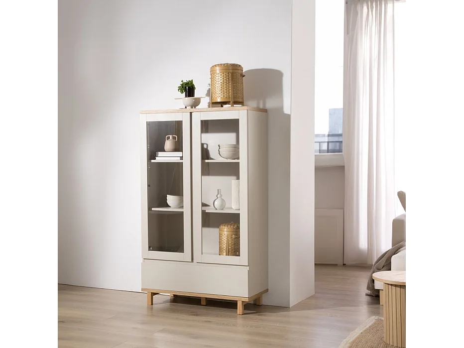 Vitrine effet bois chêne marron 90x150