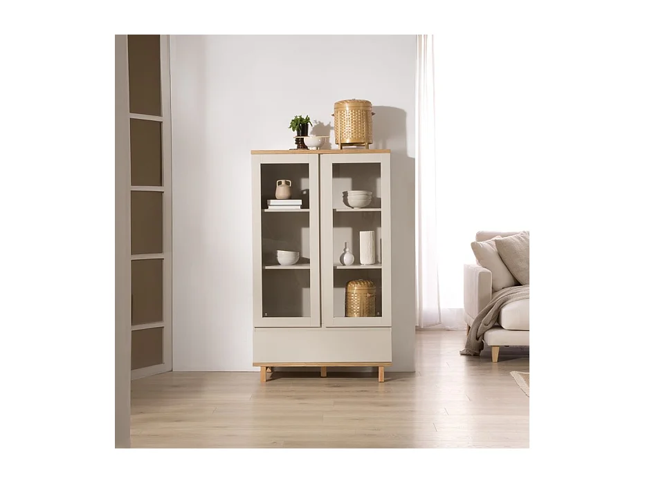 Vitrine effet bois chêne marron 90x150